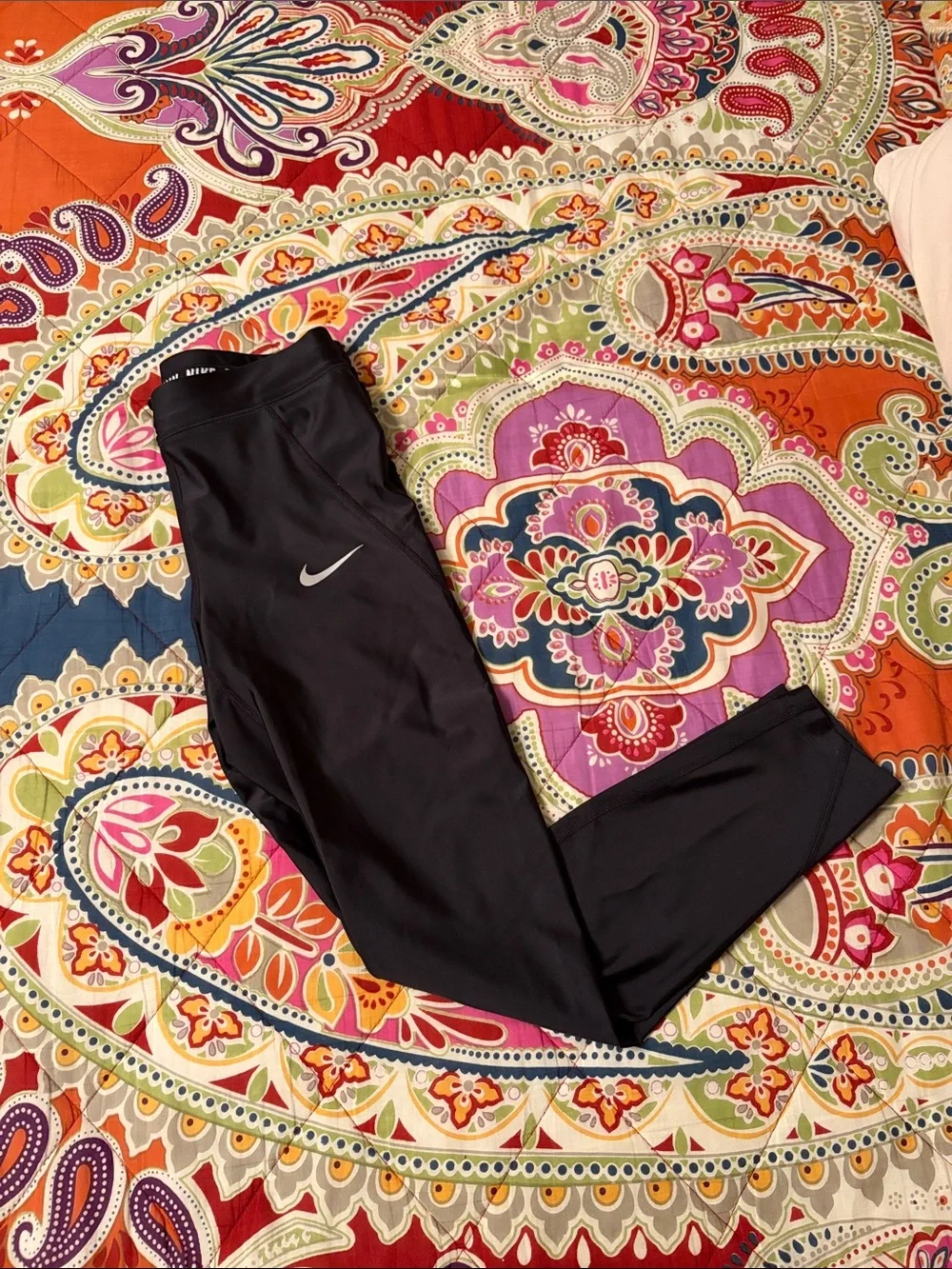Women’s Nike Black Leggings with White Swoosh Logo